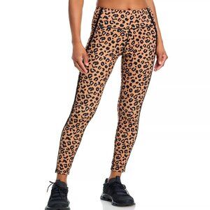 78$ AQUA Leopard Toned Out Athletic Yoga Leggings High Rise Size M Ivory Black